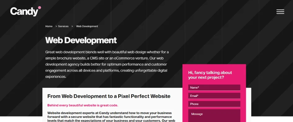 web development companies - candy